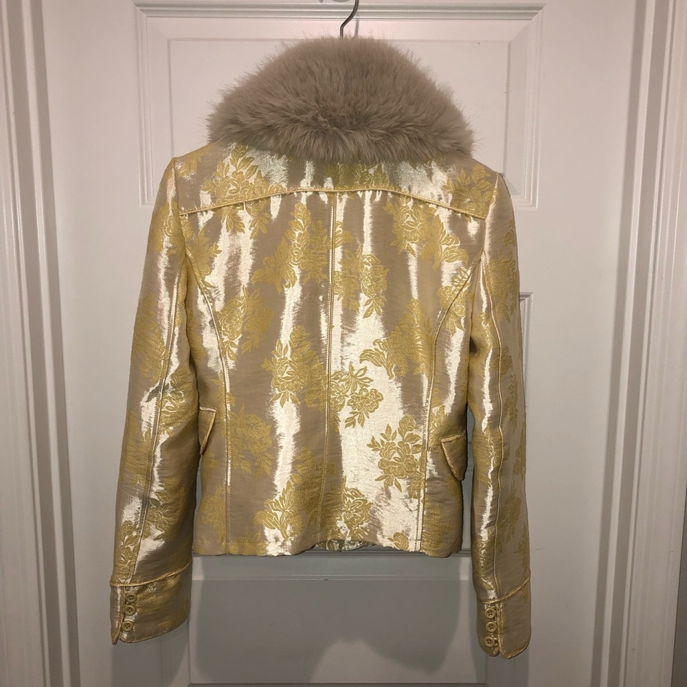 New Free People French Exit Laluna Faux Fur Brocade Coat Jacket - Picture 6 of 7